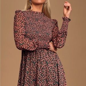 Floral Forever Green and Pink Floral Print Smocked Skater Dress XL NWT